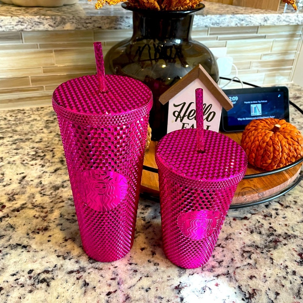 NWT Starbucks Holiday 2022 Pink Stud Bling Tumbler Cold Cups